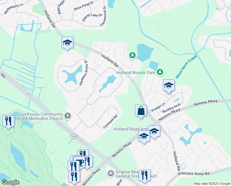 map of restaurants, bars, coffee shops, grocery stores, and more near 2644 Christopher Farms Drive in Virginia Beach