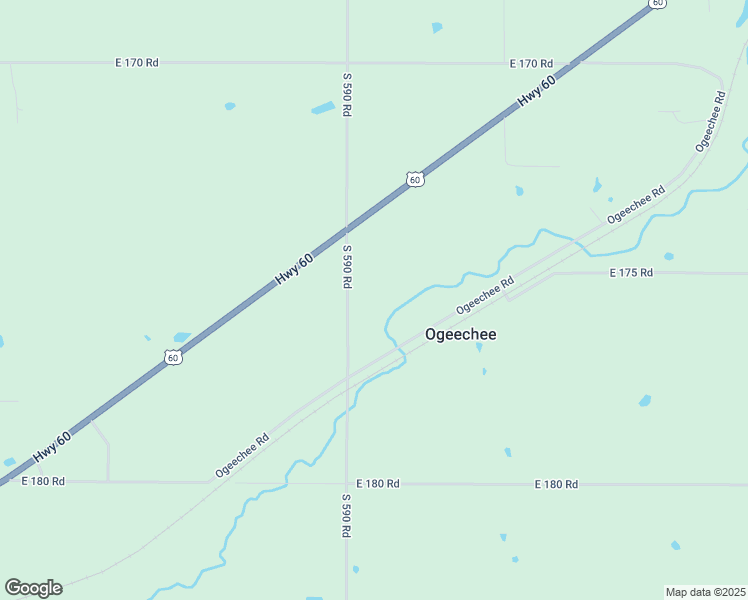 map of restaurants, bars, coffee shops, grocery stores, and more near 17624 South 590 Road in Fairland