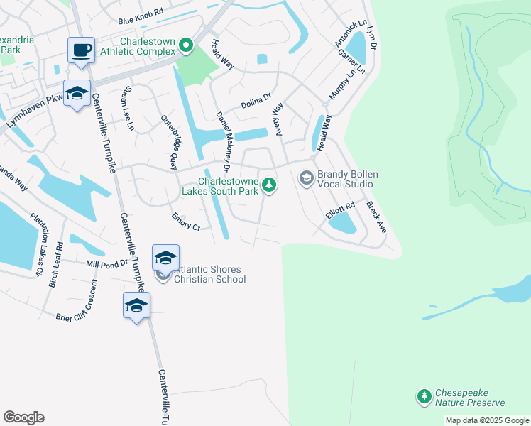 map of restaurants, bars, coffee shops, grocery stores, and more near 1088 Kinderly Lane in Virginia Beach