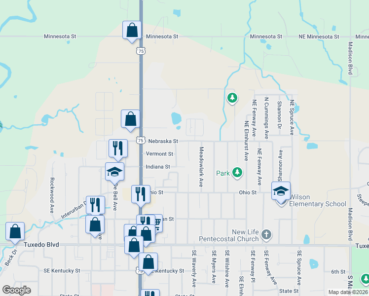 map of restaurants, bars, coffee shops, grocery stores, and more near 420 Nebraska Court in Bartlesville