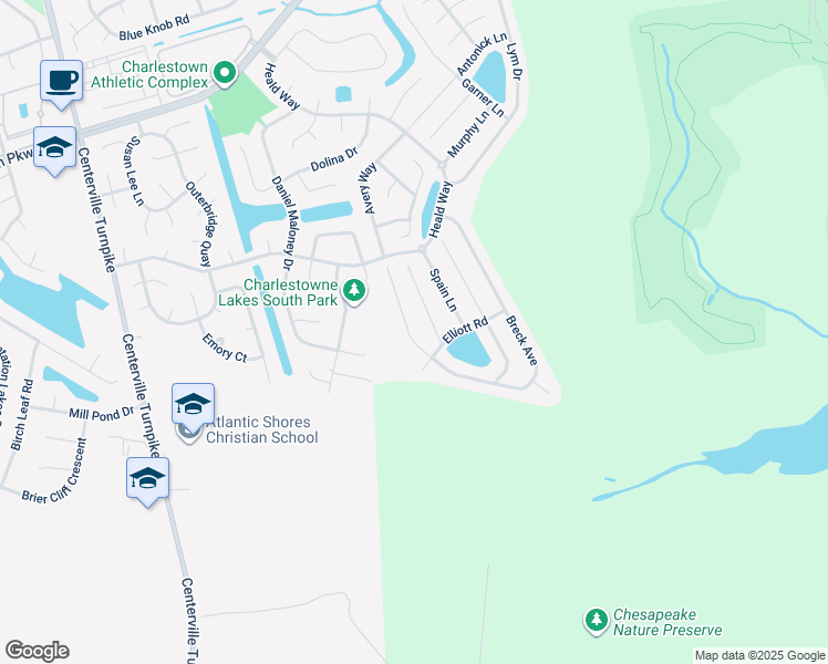 map of restaurants, bars, coffee shops, grocery stores, and more near 2125 Breck Ave in Virginia Beach