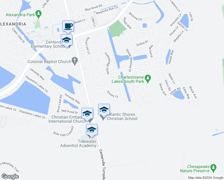 map of restaurants, bars, coffee shops, grocery stores, and more near 801 Risher Court in Virginia Beach