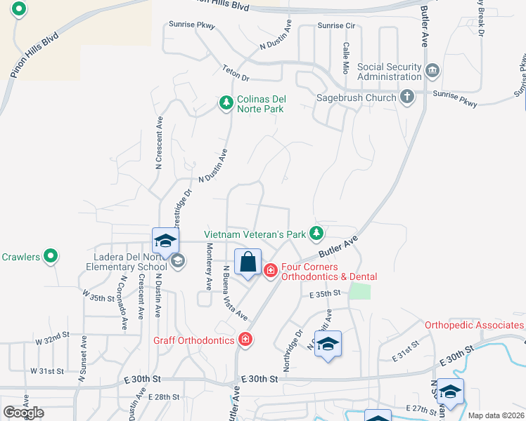 map of restaurants, bars, coffee shops, grocery stores, and more near 607 East Diamond Street in Farmington