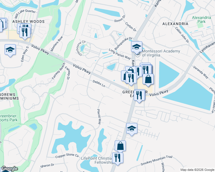 map of restaurants, bars, coffee shops, grocery stores, and more near 1503 Debbs Lane in Chesapeake