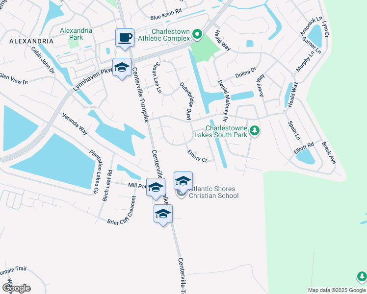map of restaurants, bars, coffee shops, grocery stores, and more near 1001 Emory Place in Virginia Beach