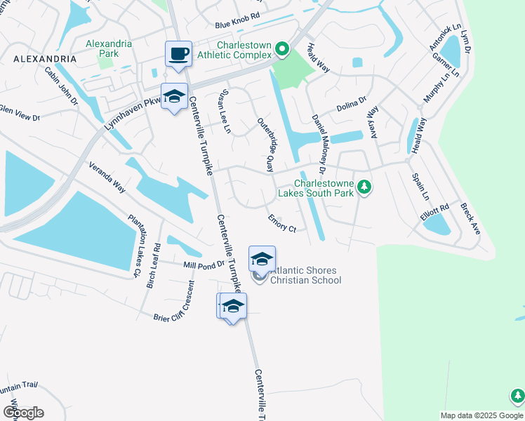map of restaurants, bars, coffee shops, grocery stores, and more near 1001 Emory Place in Virginia Beach