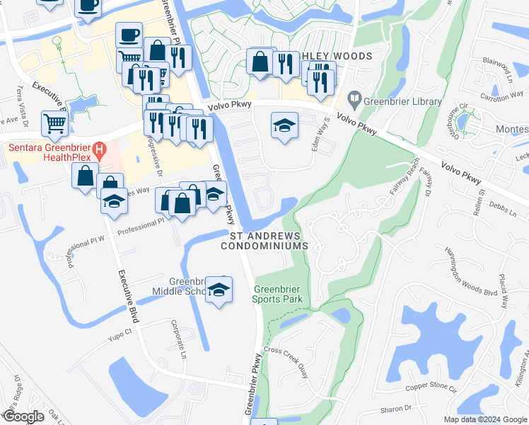 map of restaurants, bars, coffee shops, grocery stores, and more near 1009 Still-Harbor Circle in Chesapeake