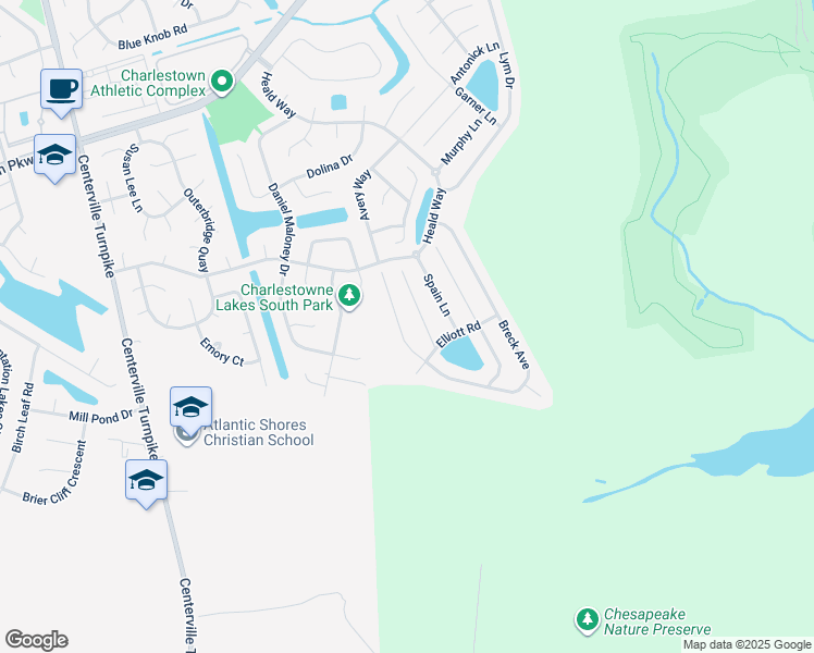 map of restaurants, bars, coffee shops, grocery stores, and more near 2125 Breck Ave in Virginia Beach