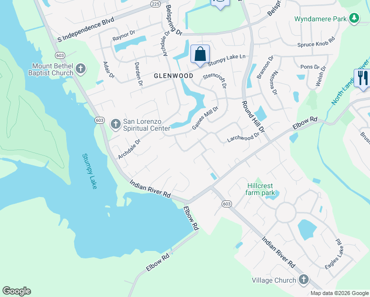 map of restaurants, bars, coffee shops, grocery stores, and more near 3941 Larchwood Drive in Virginia Beach