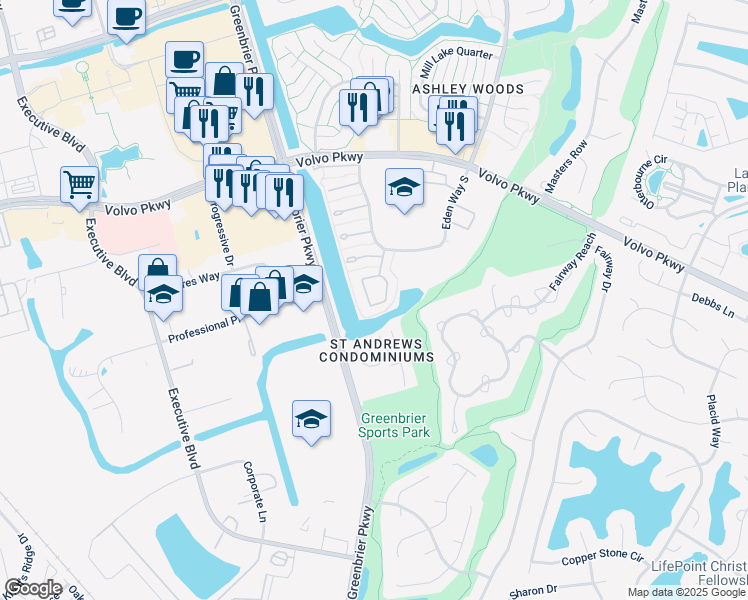 map of restaurants, bars, coffee shops, grocery stores, and more near 1020 Still-Harbor Circle in Chesapeake