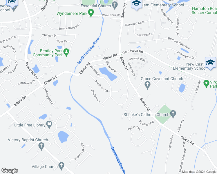 map of restaurants, bars, coffee shops, grocery stores, and more near 2240 Margaret Drive in Virginia Beach