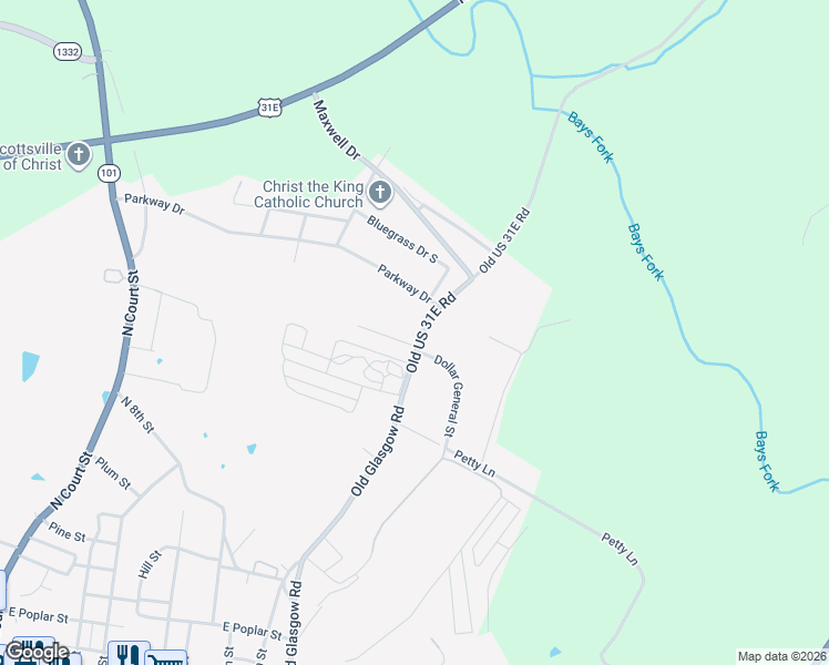 map of restaurants, bars, coffee shops, grocery stores, and more near 1522-1596 Old Glasgow Road in Scottsville