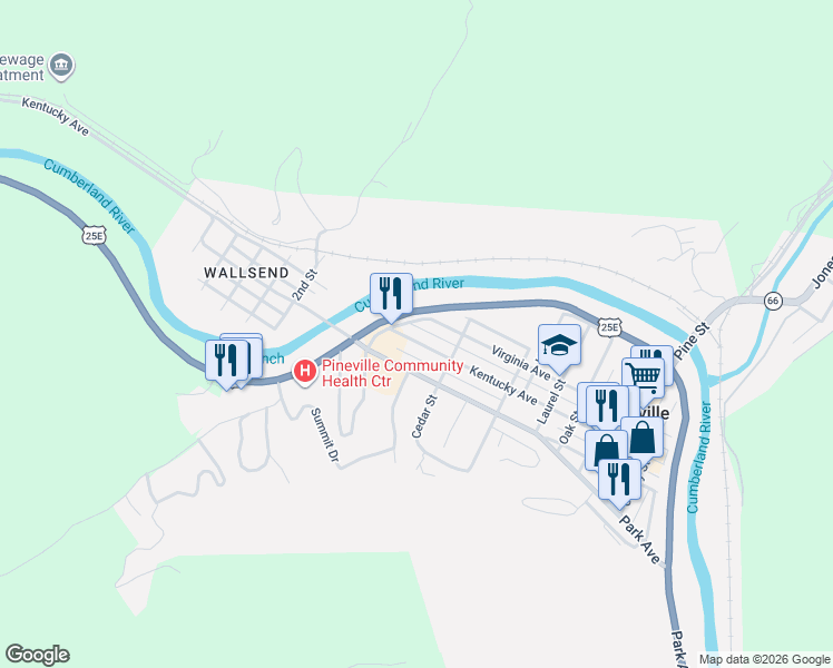 map of restaurants, bars, coffee shops, grocery stores, and more near Bob Madon Bypass in Pineville