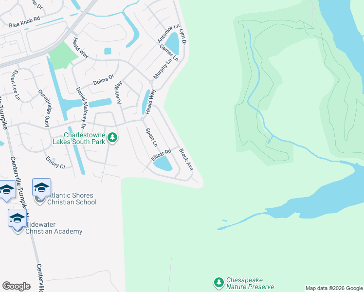 map of restaurants, bars, coffee shops, grocery stores, and more near 1968 Breck Avenue in Virginia Beach