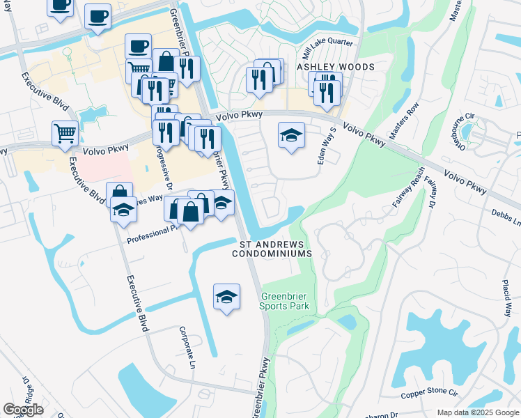 map of restaurants, bars, coffee shops, grocery stores, and more near 1035 Still-Harbor Circle in Chesapeake