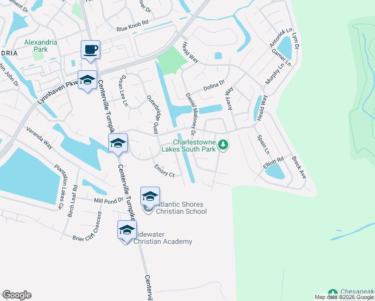 map of restaurants, bars, coffee shops, grocery stores, and more near 872 Stacey Place in Virginia Beach