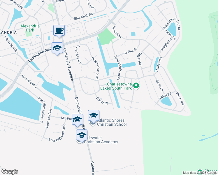 map of restaurants, bars, coffee shops, grocery stores, and more near 872 Stacey Place in Virginia Beach