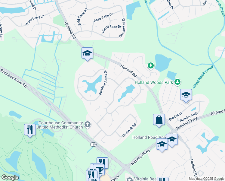 map of restaurants, bars, coffee shops, grocery stores, and more near 2760 Christopher Farms Drive in Virginia Beach