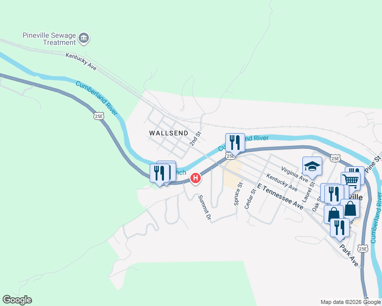 map of restaurants, bars, coffee shops, grocery stores, and more near 818 Tennessee Avenue in Pineville