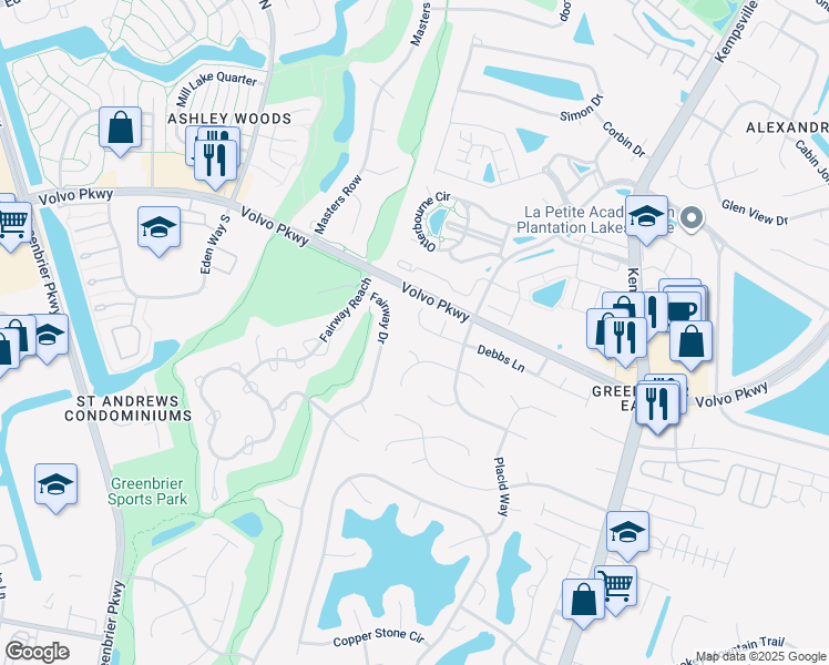 map of restaurants, bars, coffee shops, grocery stores, and more near 1320 Debbs Lane in Chesapeake
