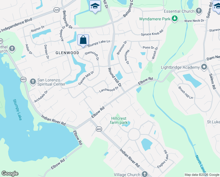 map of restaurants, bars, coffee shops, grocery stores, and more near 3844 Larchwood Drive in Virginia Beach