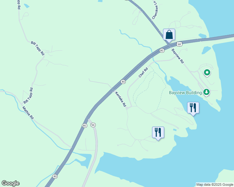 map of restaurants, bars, coffee shops, grocery stores, and more near 542 Kenlake Road in Hardin