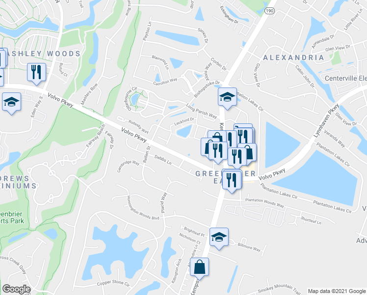 map of restaurants, bars, coffee shops, grocery stores, and more near 1508 Volvo Parkway in Chesapeake