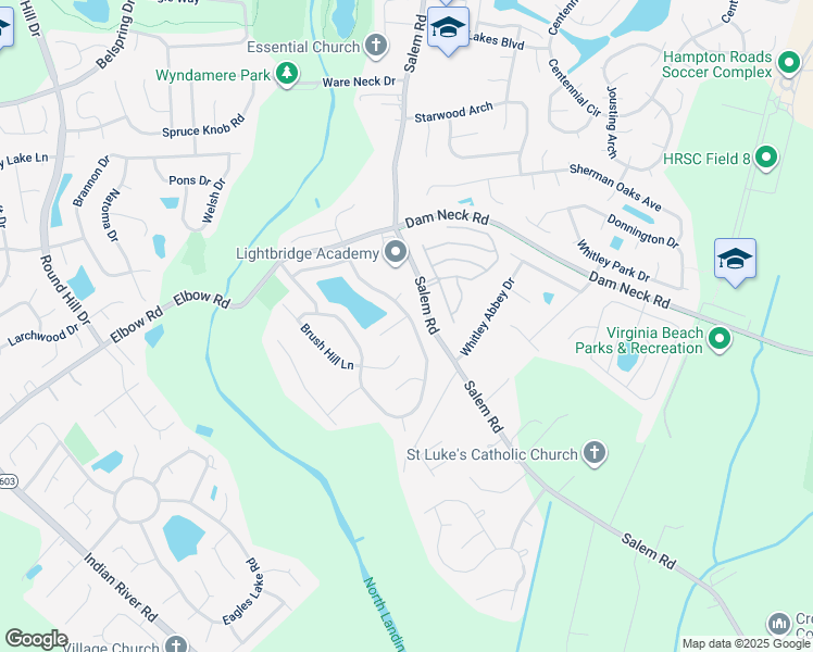 map of restaurants, bars, coffee shops, grocery stores, and more near 4001 Fallsway Court in Virginia Beach