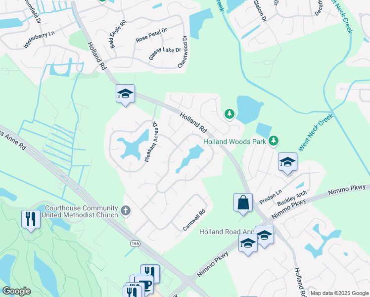 map of restaurants, bars, coffee shops, grocery stores, and more near 2769 Christopher Farms Drive in Virginia Beach