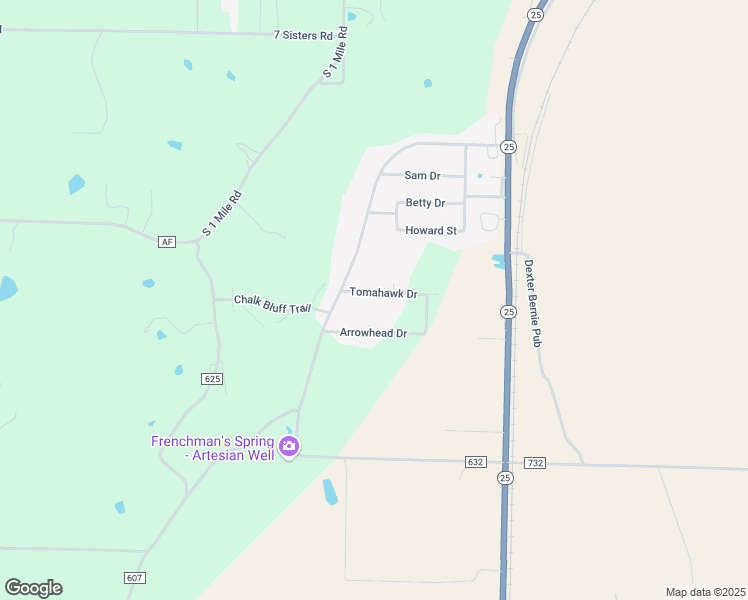 map of restaurants, bars, coffee shops, grocery stores, and more near 17056 Tomahawk Drive in Dexter