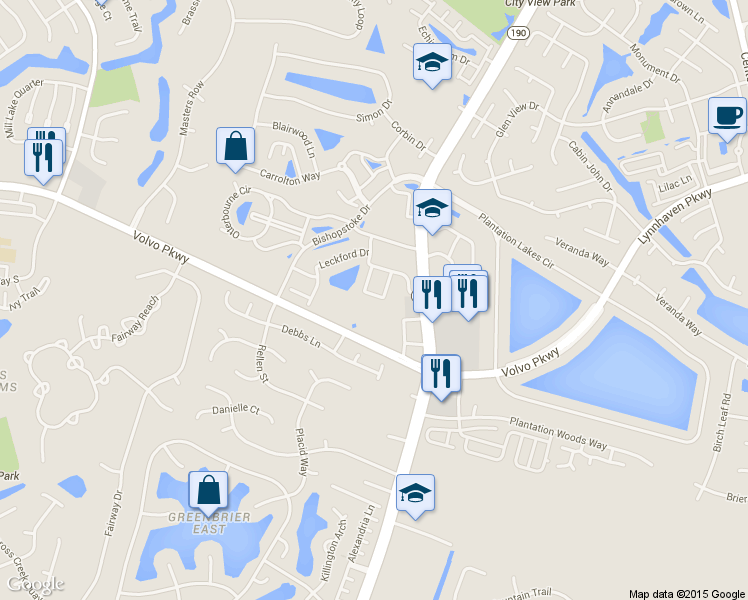map of restaurants, bars, coffee shops, grocery stores, and more near 1453 Hambledon Loop in Chesapeake