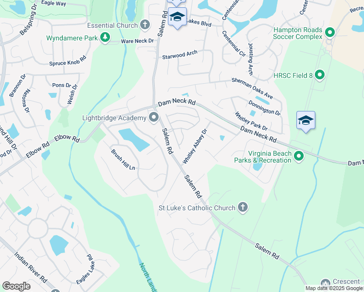 map of restaurants, bars, coffee shops, grocery stores, and more near 2136 Everton Lane in Virginia Beach