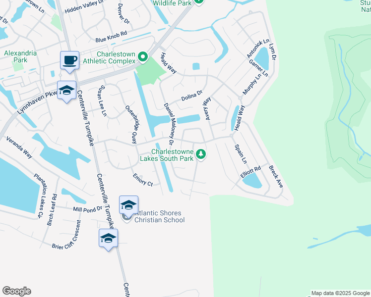 map of restaurants, bars, coffee shops, grocery stores, and more near 1025 Kinderly Lane in Virginia Beach