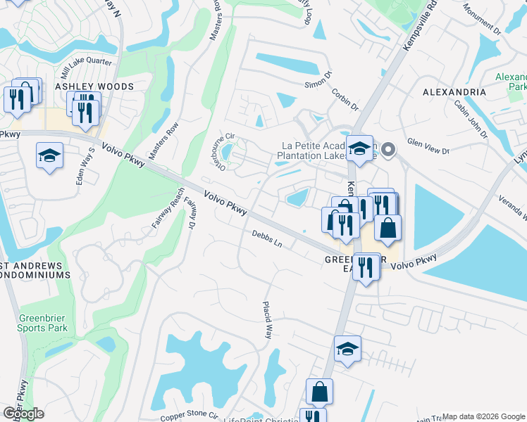 map of restaurants, bars, coffee shops, grocery stores, and more near in Chesapeake