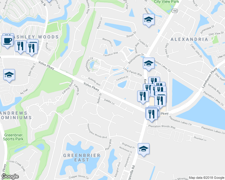 map of restaurants, bars, coffee shops, grocery stores, and more near 1318 Emsworth Drive in Chesapeake