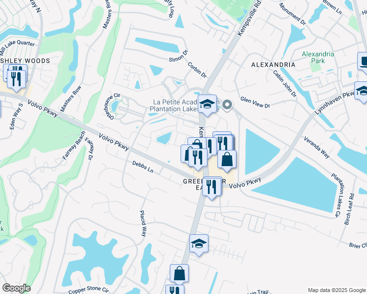 map of restaurants, bars, coffee shops, grocery stores, and more near 1428 Hambledon Loop in Chesapeake