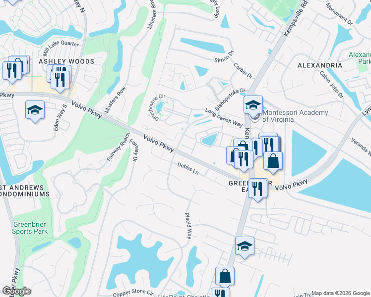 map of restaurants, bars, coffee shops, grocery stores, and more near in Chesapeake