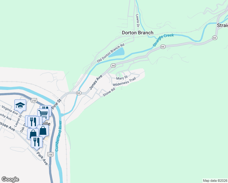map of restaurants, bars, coffee shops, grocery stores, and more near Stone Road in Pineville