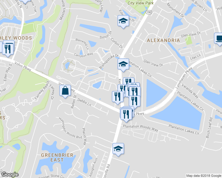 map of restaurants, bars, coffee shops, grocery stores, and more near 1419 Hambledon Loop in Chesapeake
