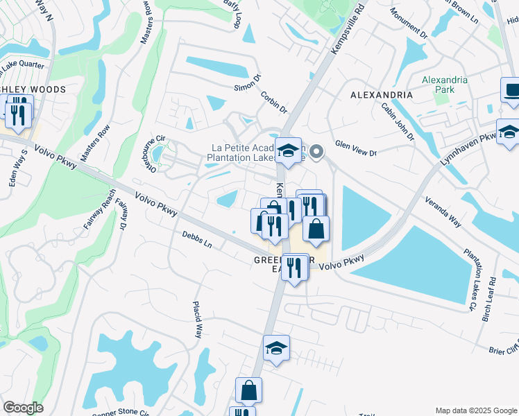 map of restaurants, bars, coffee shops, grocery stores, and more near 1419 Hambledon Loop in Chesapeake