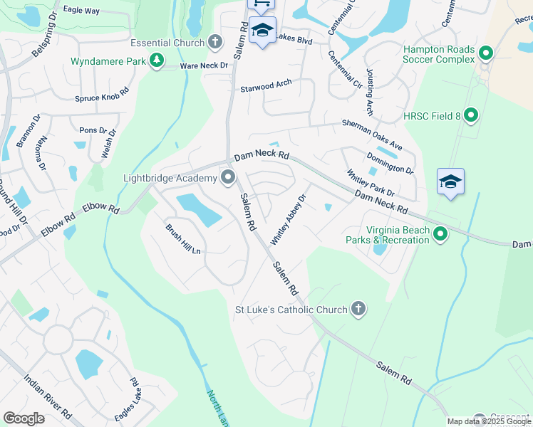 map of restaurants, bars, coffee shops, grocery stores, and more near 2133 Everton Lane in Virginia Beach