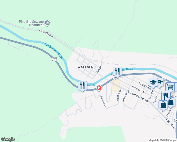 map of restaurants, bars, coffee shops, grocery stores, and more near 818 Tennessee Avenue in Pineville