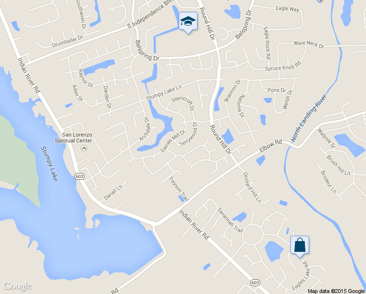 map of restaurants, bars, coffee shops, grocery stores, and more near 2588 Gaines Mill Drive in Virginia Beach