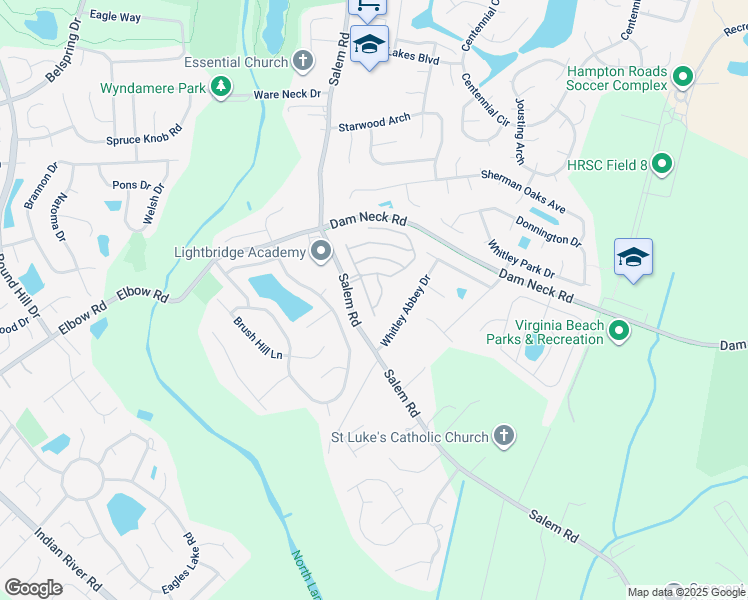 map of restaurants, bars, coffee shops, grocery stores, and more near 2133 Everton Lane in Virginia Beach