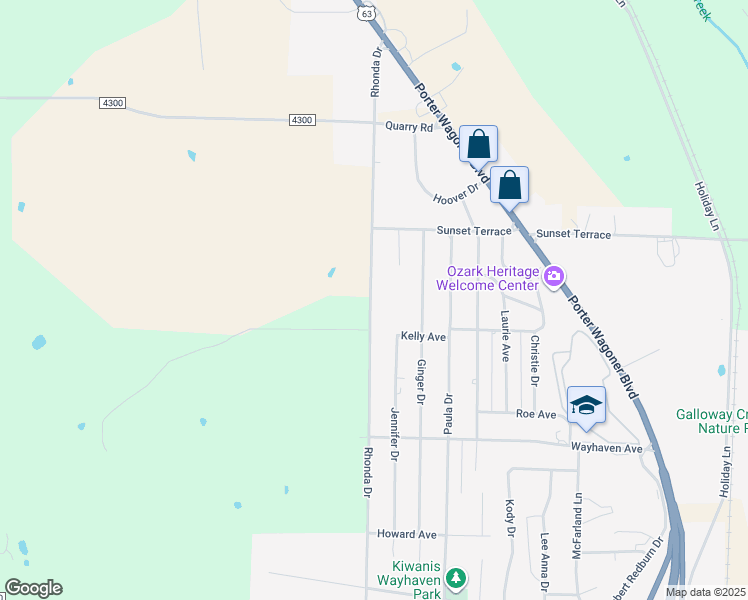 map of restaurants, bars, coffee shops, grocery stores, and more near 2904 Rhonda Drive in West Plains