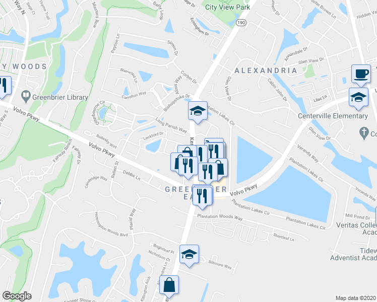 map of restaurants, bars, coffee shops, grocery stores, and more near 1479 Titchfield Drive in Chesapeake