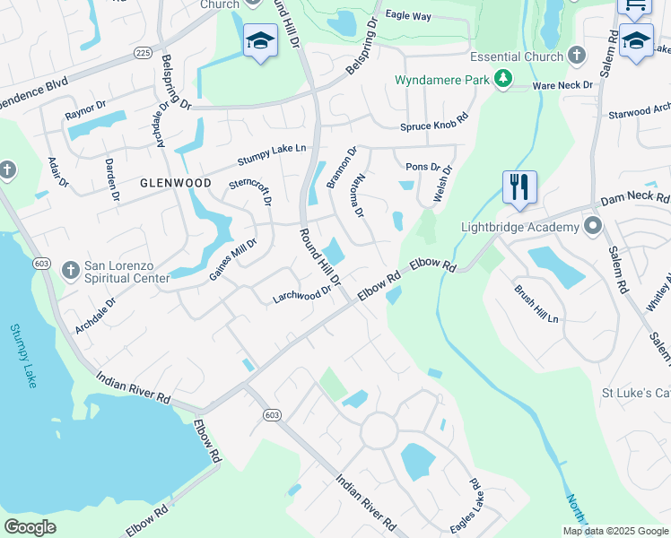 map of restaurants, bars, coffee shops, grocery stores, and more near 3656 Brannon Drive in Virginia Beach