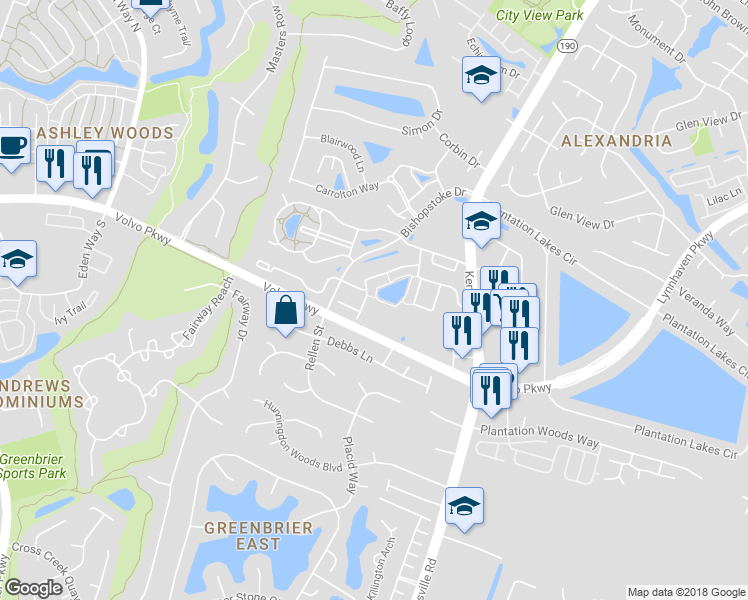 map of restaurants, bars, coffee shops, grocery stores, and more near 1329 Emsworth Drive in Chesapeake
