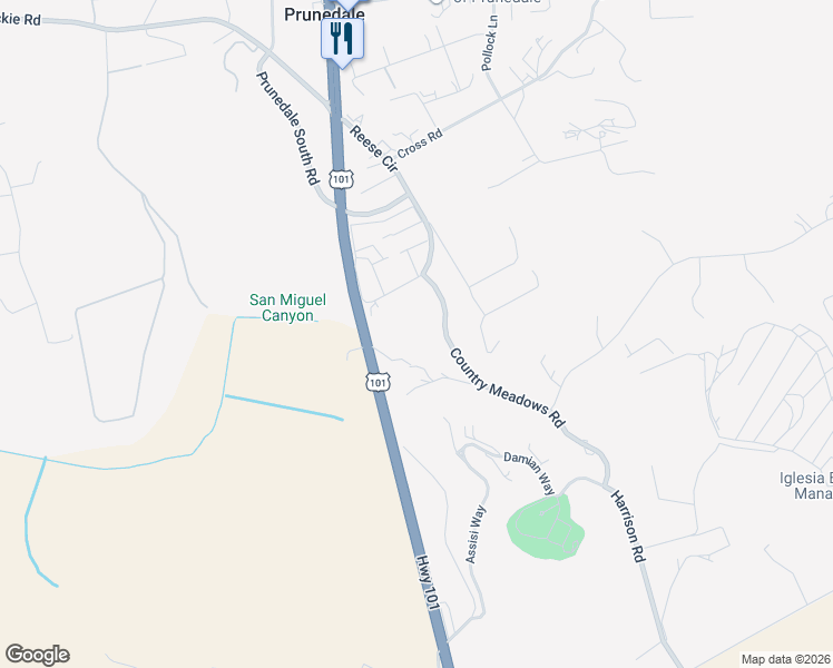 map of restaurants, bars, coffee shops, grocery stores, and more near 10385 Reese Circle in Salinas