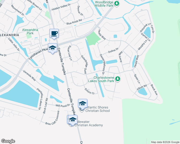 map of restaurants, bars, coffee shops, grocery stores, and more near 901 Lake Destiny Court in Virginia Beach